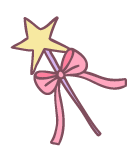 An image of a vector wand with a yellow star, pink wand, and a pink bow<br />
